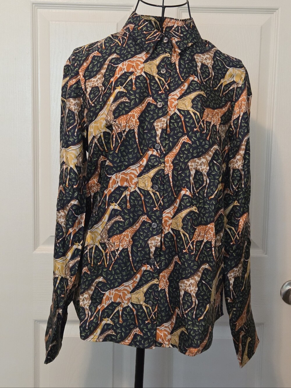 NWT J.CREW SIZE 6 COLLECTION SILK GIRAFFE-PRINT 🦒BUTTON-DOWN SHIRT